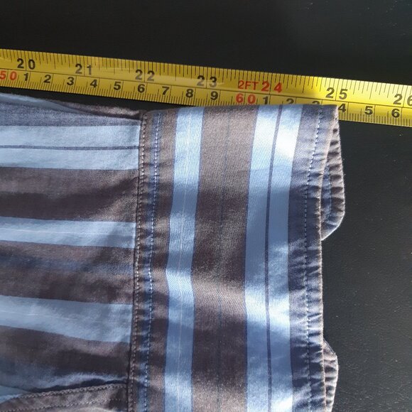 Claiborne by John Bartlett SZ M Blue Stiped Long Sleeve Men's Cotton Shirt - Picture 14 of 14